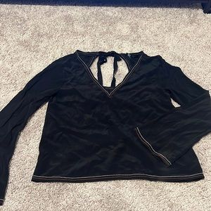 Madewell black blouse with tie back detail